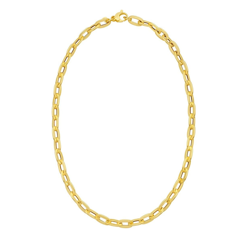 14K Long Mirror Rolo Link Chain