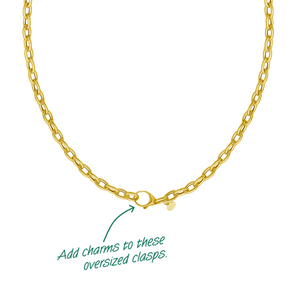 14K Charm Lock Rolo Chain