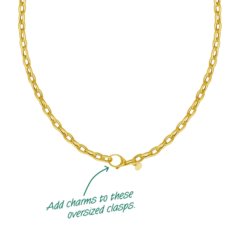 14K Charm Lock Rolo Chain