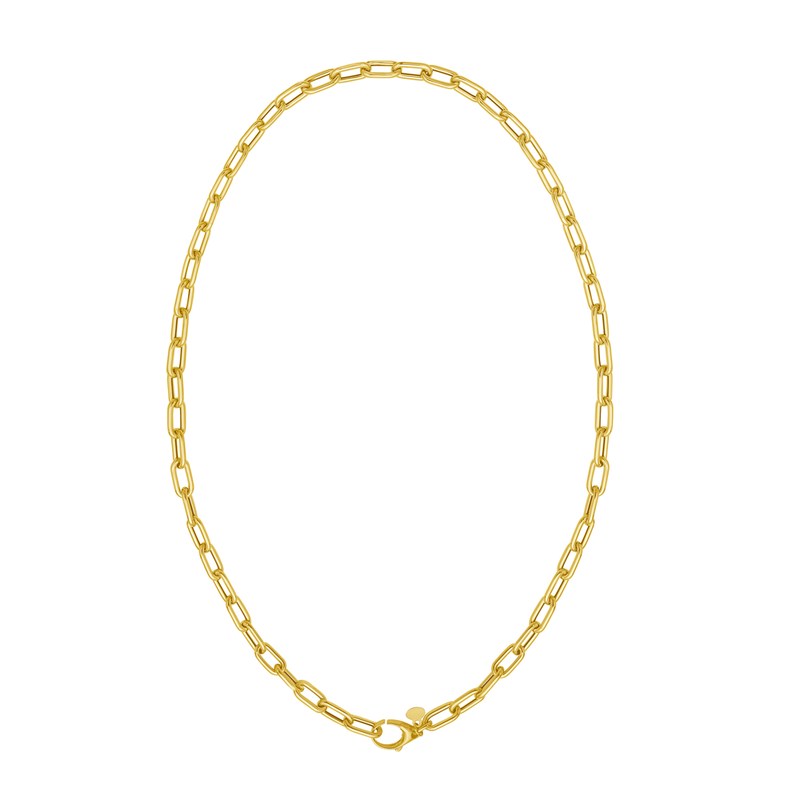 14K Charm Lock Paperclip Chain