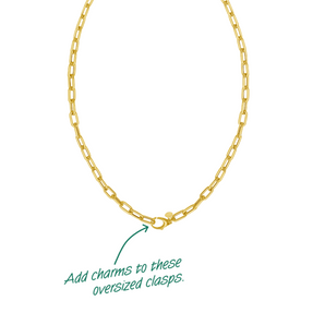 14K Charm Lock Paperclip Chain