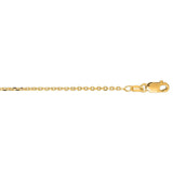 14K Gold 1.3mm Diamond Cut Cable Chain 