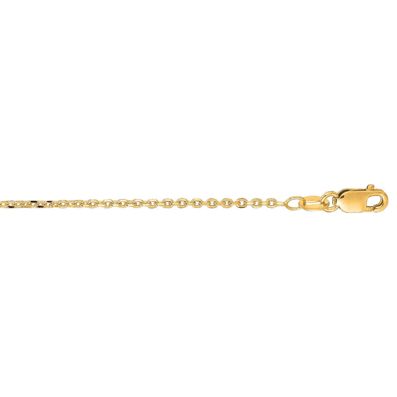 14K Gold 1.3mm Diamond Cut Cable Chain 