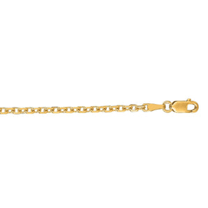 14K Gold 2.3mm Diamond Cut Cable Chain 