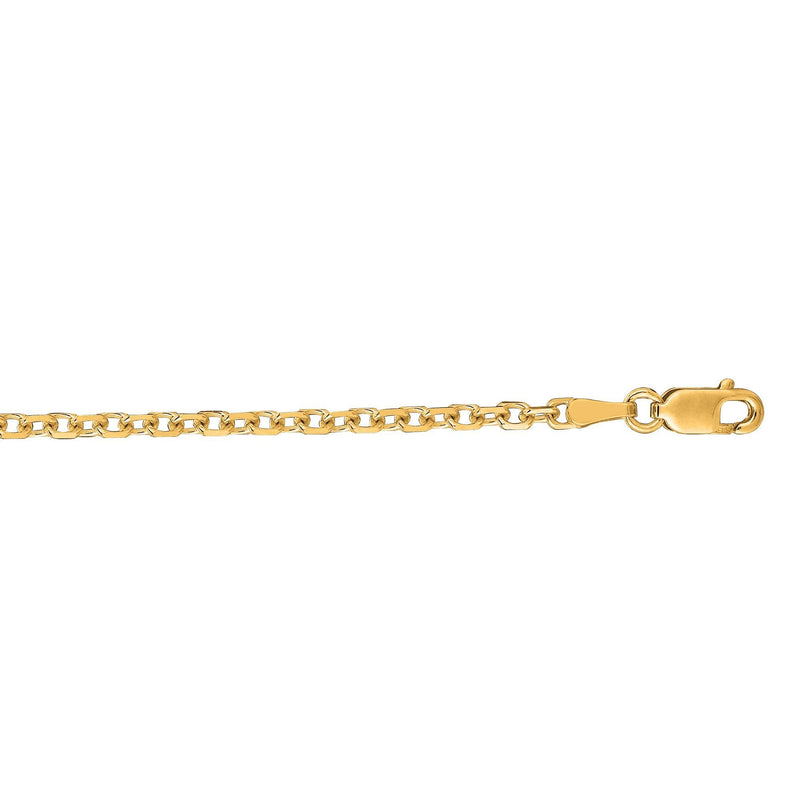 14K Gold 2.3mm Diamond Cut Cable Chain 