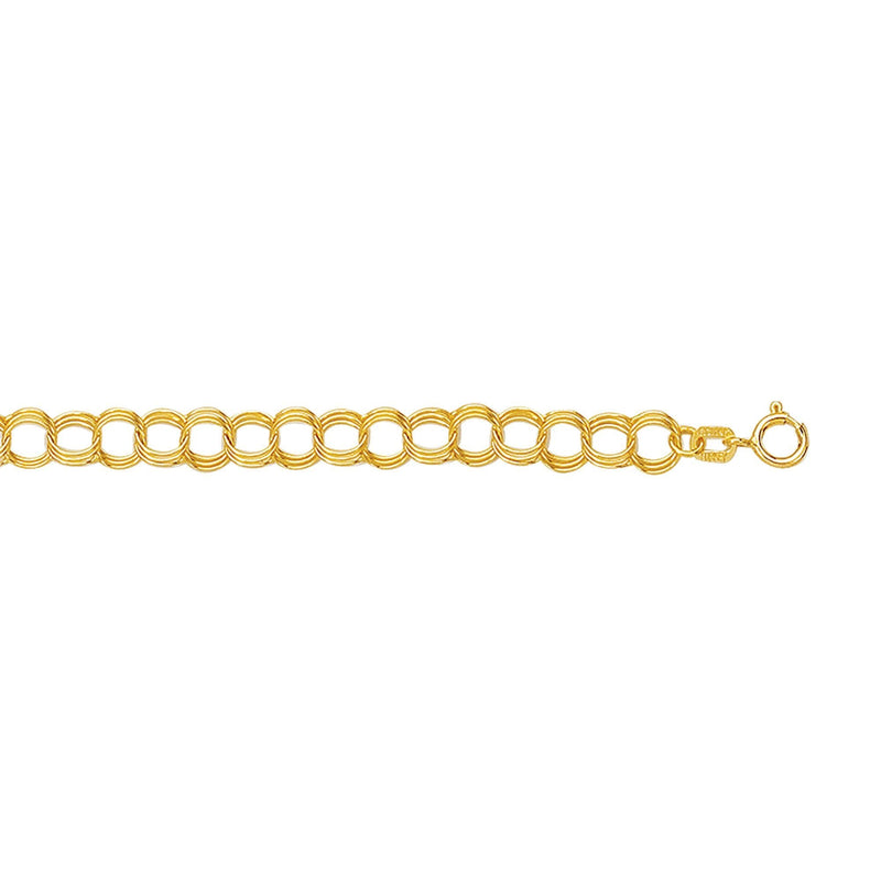 14K Gold Small Triple Link Lite Charm Bracelet 