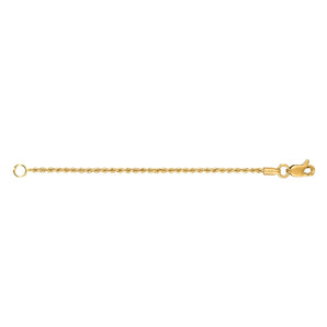 14K Gold 1.8mm Rope Chain 3" Extender