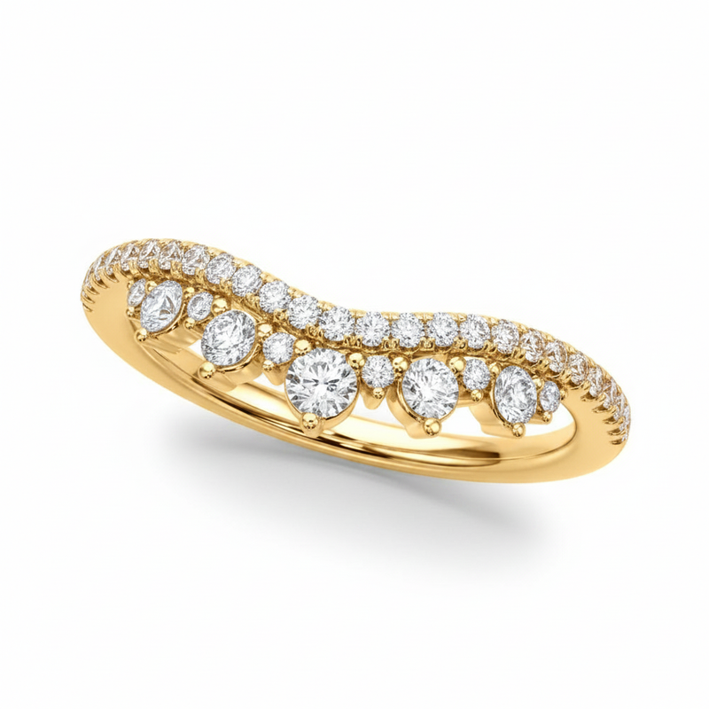3/8 ctw Chevro Band — Yellow Gold