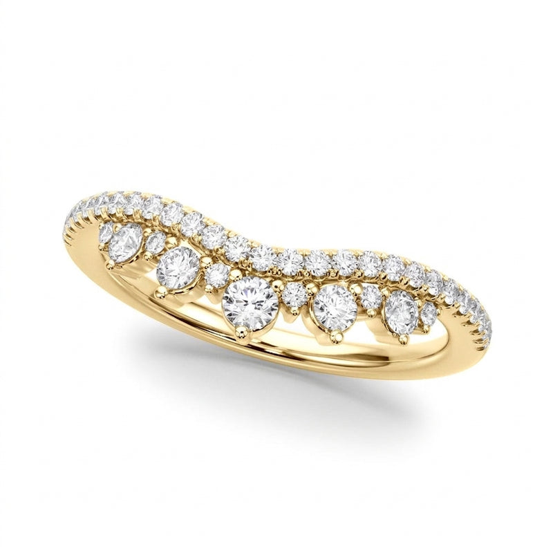 3/8 ctw Chevro Band — Yellow Gold