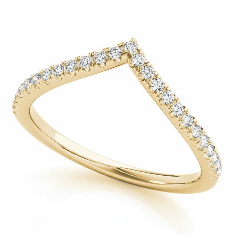 1/5 ctw Chevron Diamond Band — Yellow Gold
