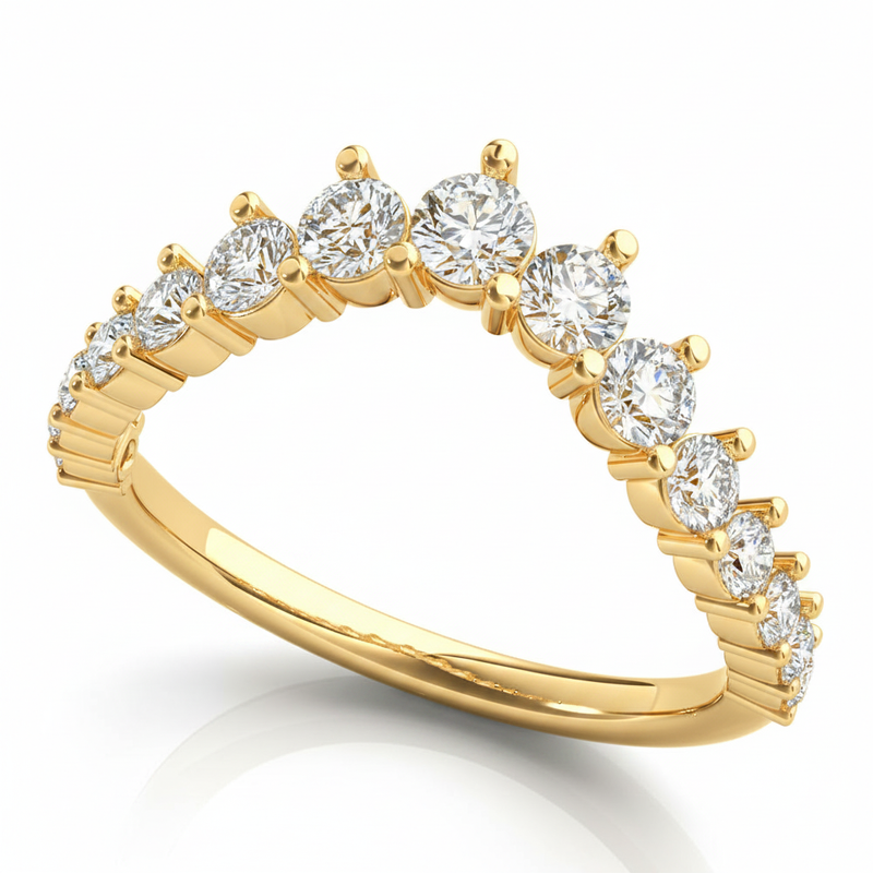 3/4 ctw Chevron Graduated Diamond Band — Yellow Gold