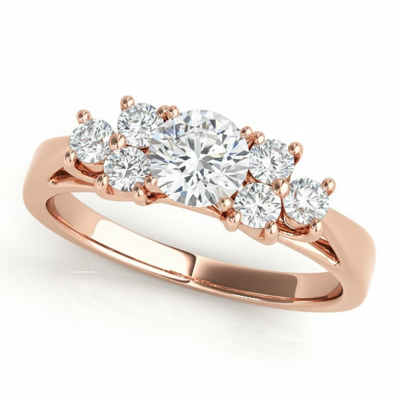 Cluster-Side Engagement Ring (50055-E) — Rose Gold