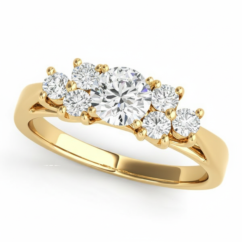 Cluster-Side Engagement Ring (50055-E) — Yellow Gold