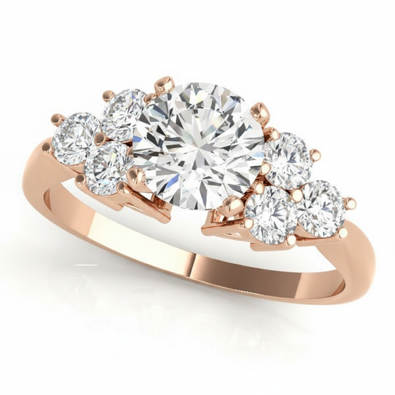 Cluster-Side Engagement Ring (50154-E) — Rose Gold