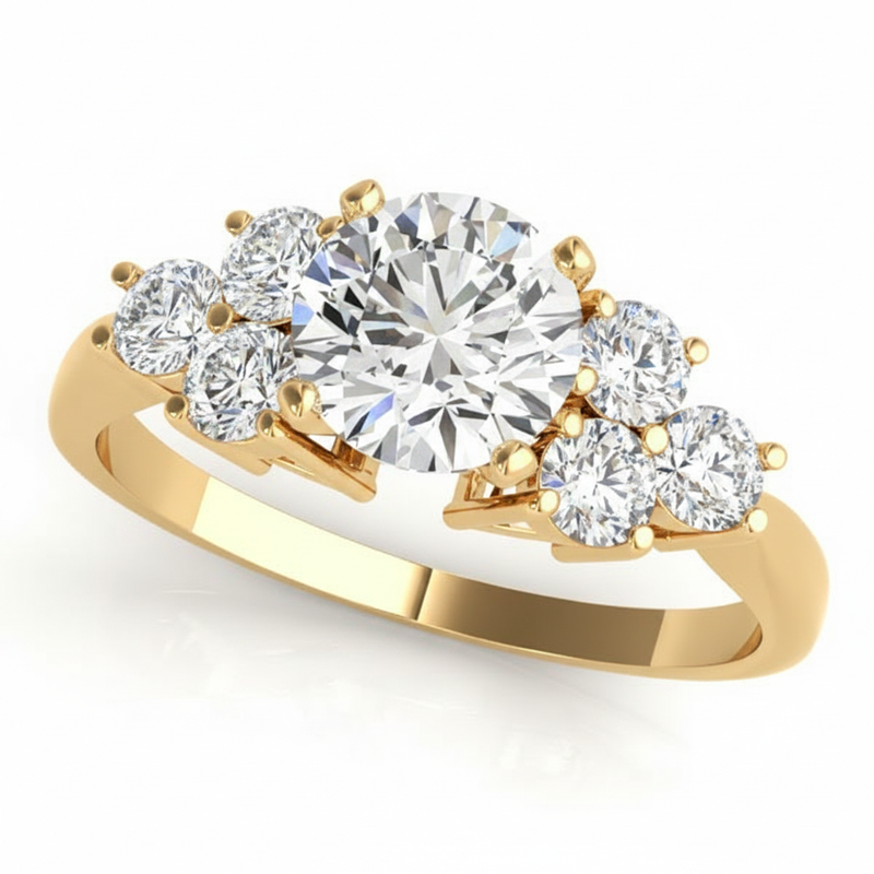 Cluster-Side Engagement Ring (50154-E) — Yellow Gold