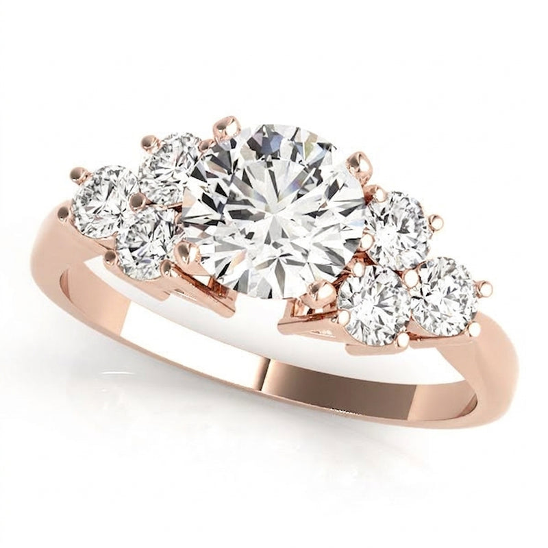 Cluster-Side Engagement Ring (50154-E) — Rose Gold