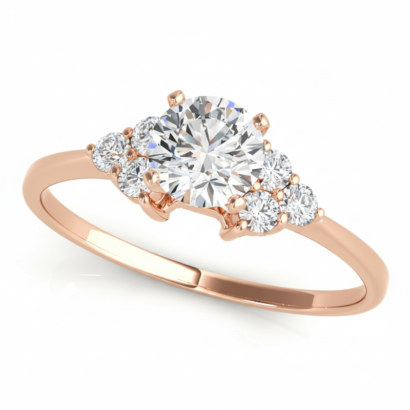 Cluster-Side Engagement Ring (50240-E) — Rose Gold