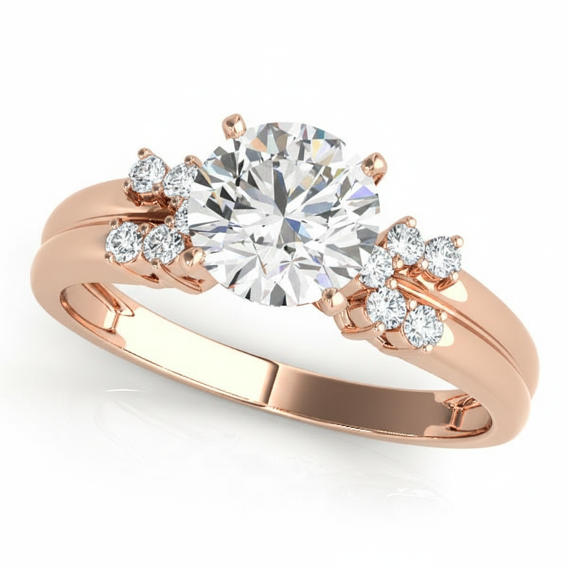 Cluster-Side Engagement Ring (50292-E) — Rose Gold