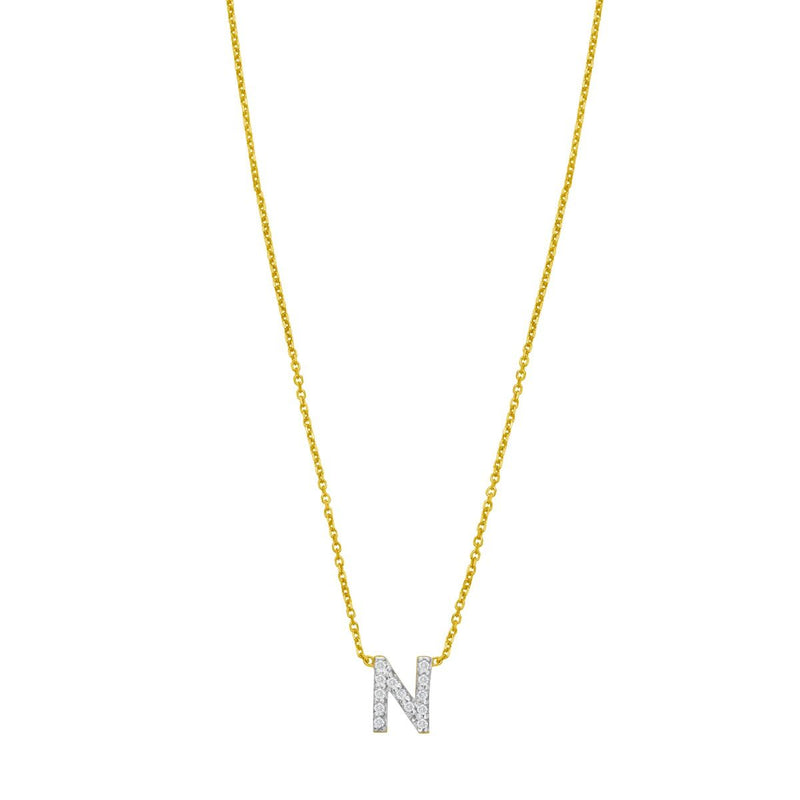 14K Mini Diamond Initial - ALL LETTERS
