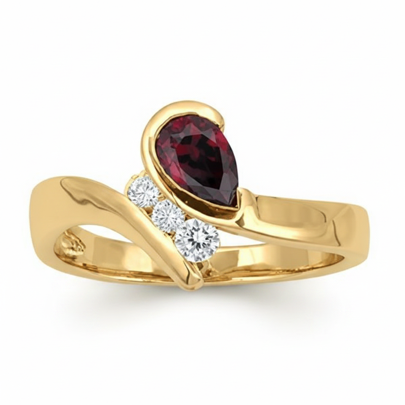 1/10 ctw Color Rings Pear — Yellow Gold