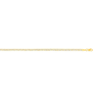 14K Gold 2.6mm White Pave Curb Chain 
