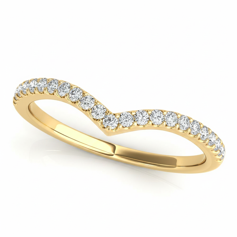 1/5 ctw Curve/pointed Band — Yellow Gold