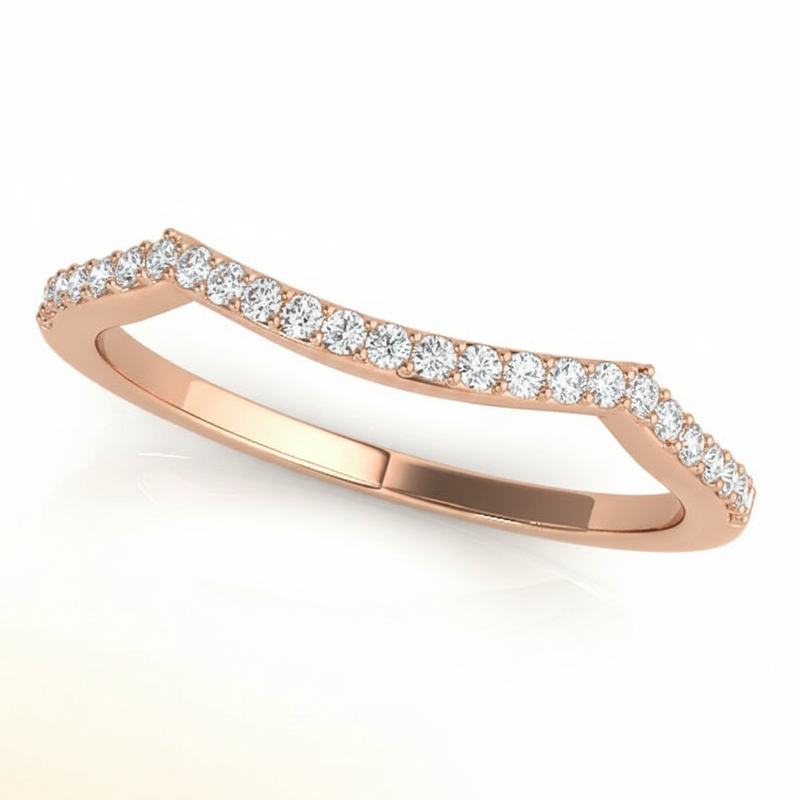 1/8 ctw Lab-Grown Curved Wedding Band — 14K White Gold — Rose Gold