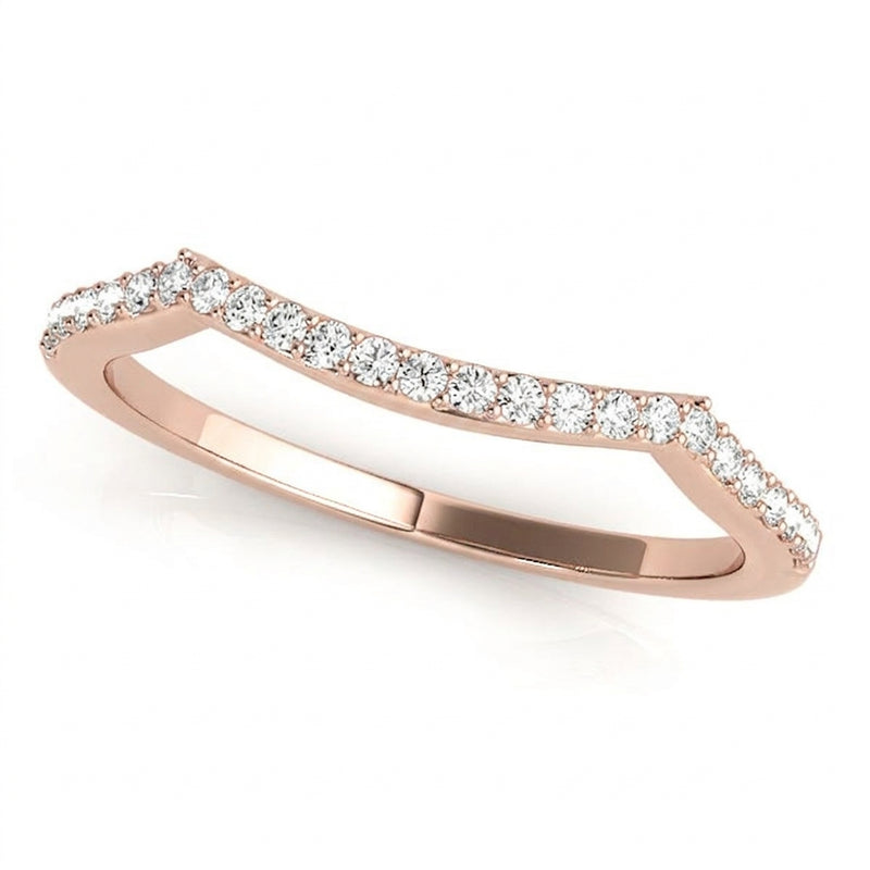 1/8 ctw Lab-Grown Curved Wedding Band — 14K White Gold — Rose Gold