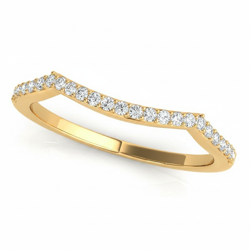 1/8 ctw Lab-Grown Curved Wedding Band — 14K White Gold — Yellow Gold