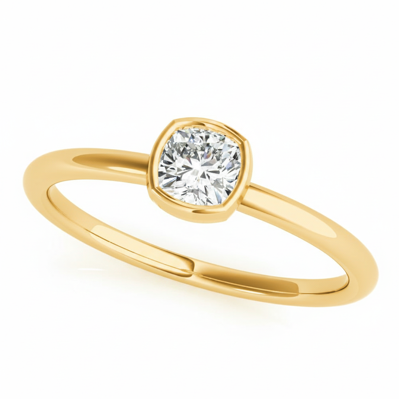 3/8 ctw Cushion Solitaire Stackable — Yellow Gold