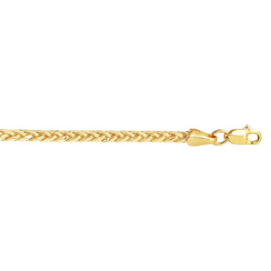 14K Gold 2.7mm Diamond Cut Lite Round Wheat Chain 