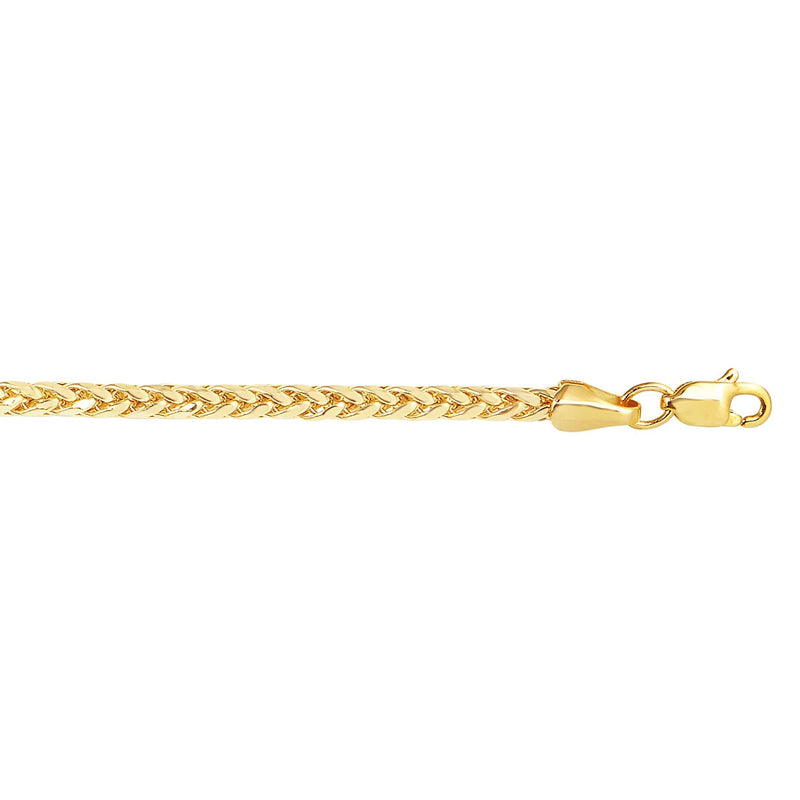 14K Gold 2.7mm Diamond Cut Lite Round Wheat Chain 
