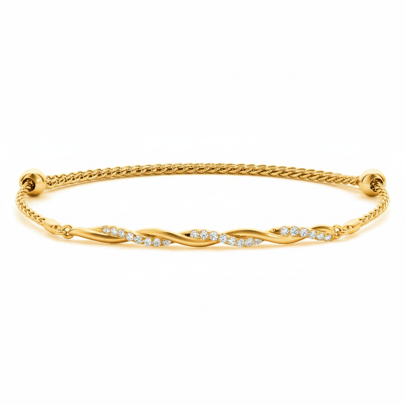 1/4 ctw Diamond Gold Twist Bracelet — Yellow Gold