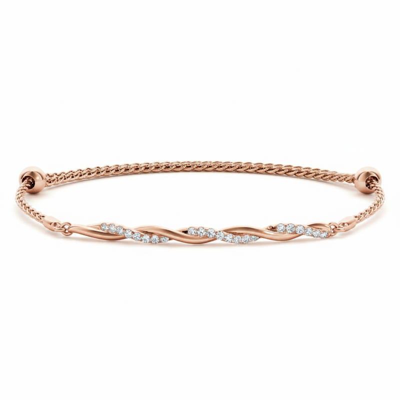 1/4 ctw Diamond Gold Twist Bracelet — Rose Gold