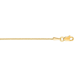 14K Gold 1mm Diamond Cut Round Wheat Chain 