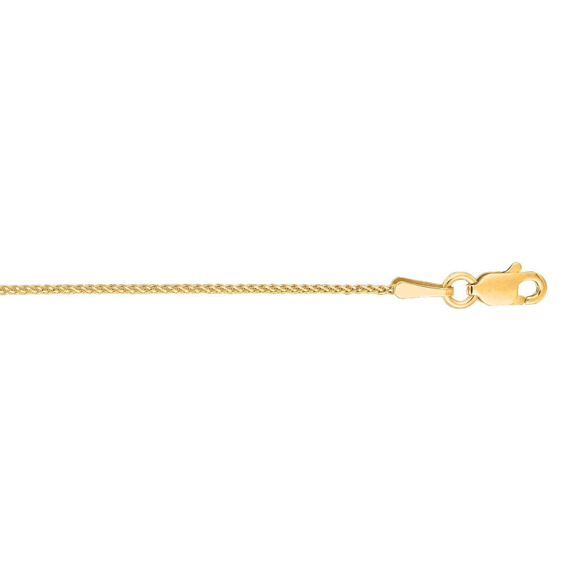 14K Gold 1mm Diamond Cut Round Wheat Chain 