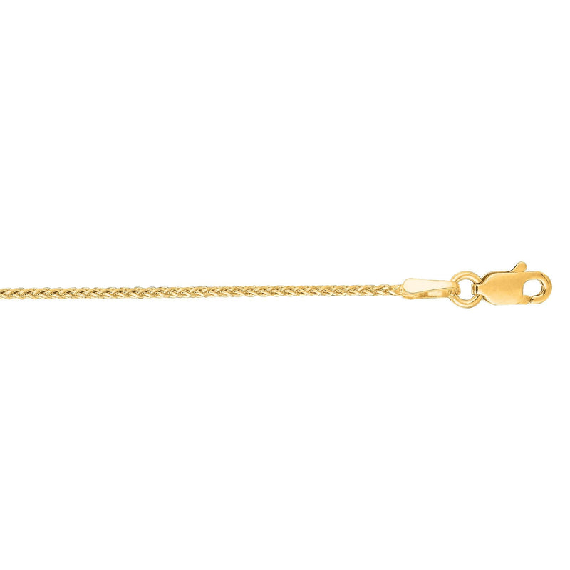 14K Gold 1.2mm Diamond Cut Round Wheat Chain 