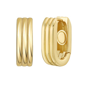 14K Gold Triple Row Oval Hoops