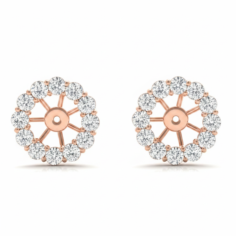 Earring Jacket For .75 Ct Center — Rose Gold