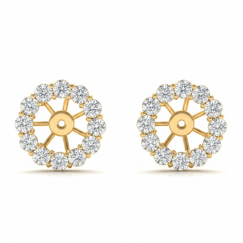 Earring Jacket For .75 Ct Center — Yellow Gold