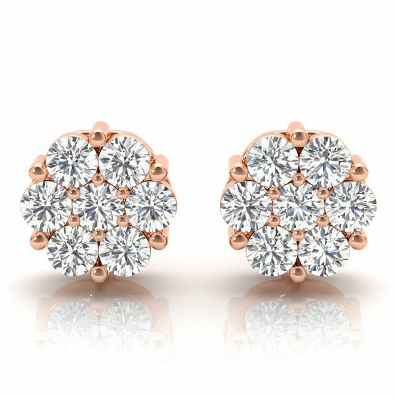 Earrings Cluster — 1/2 ctw — Rose Gold