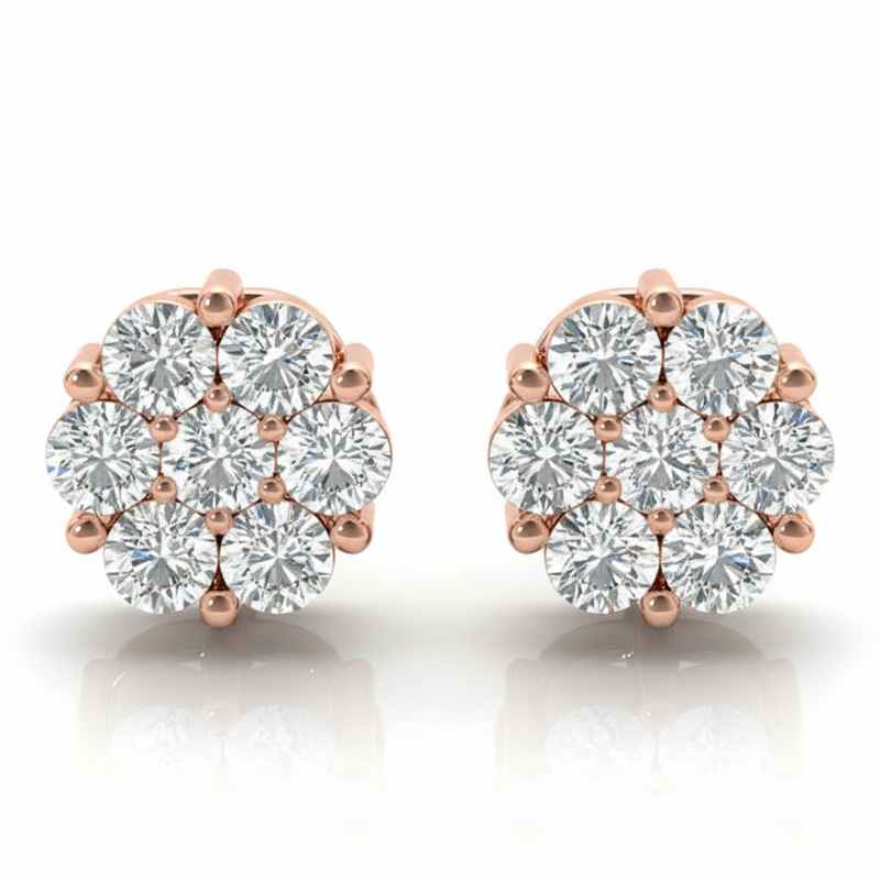 Earrings Cluster — 1/4 ctw — Rose Gold
