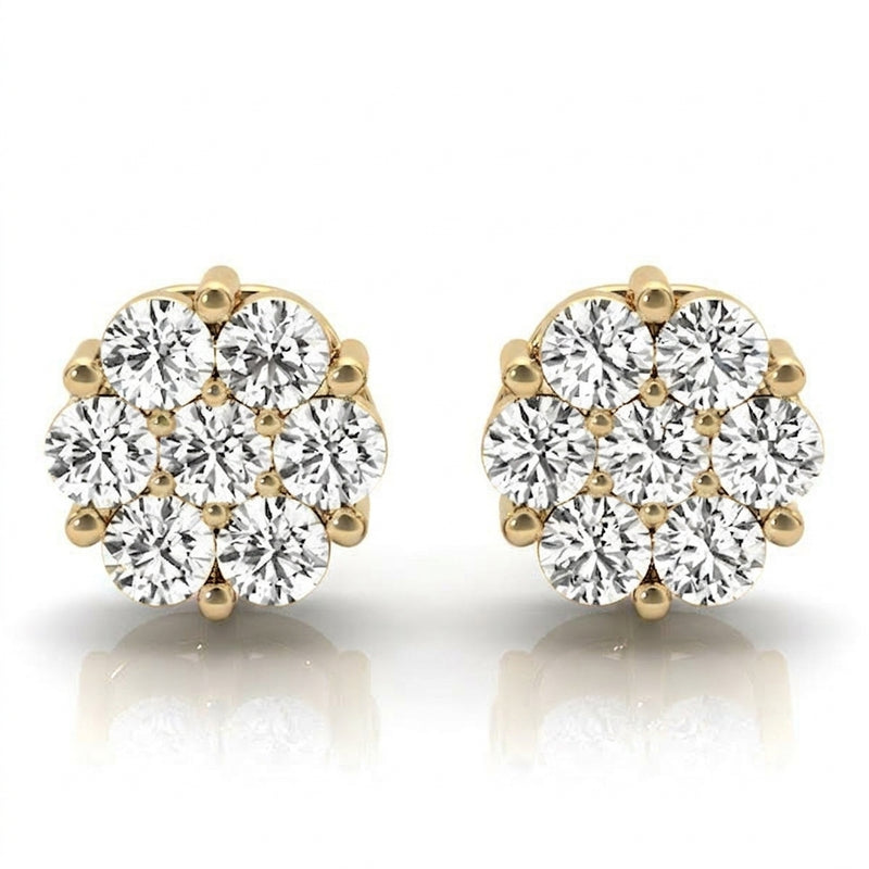 Earrings Cluster — 1/4 ctw — Yellow Gold