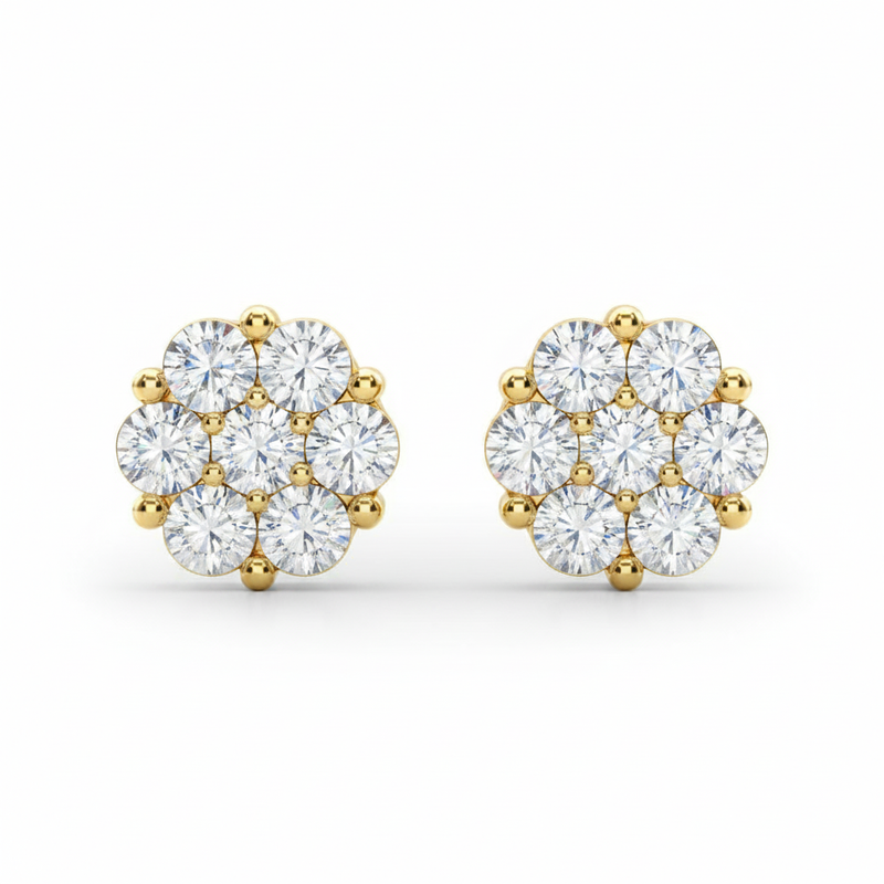 1/2 ctw Earrings Cluster — Yellow Gold