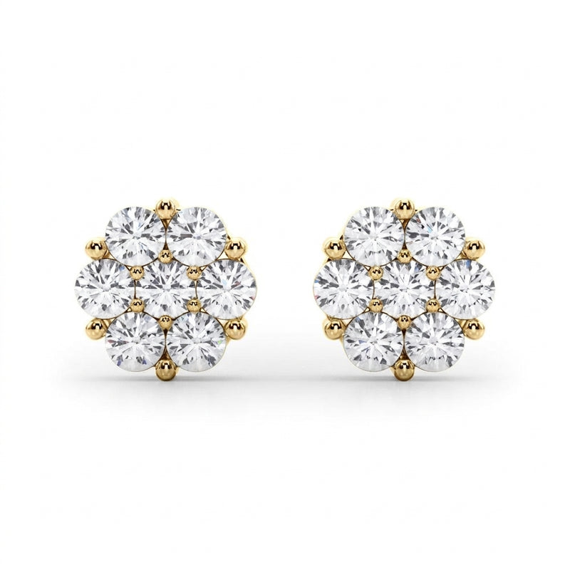 1/2 ctw Earrings Cluster — Yellow Gold