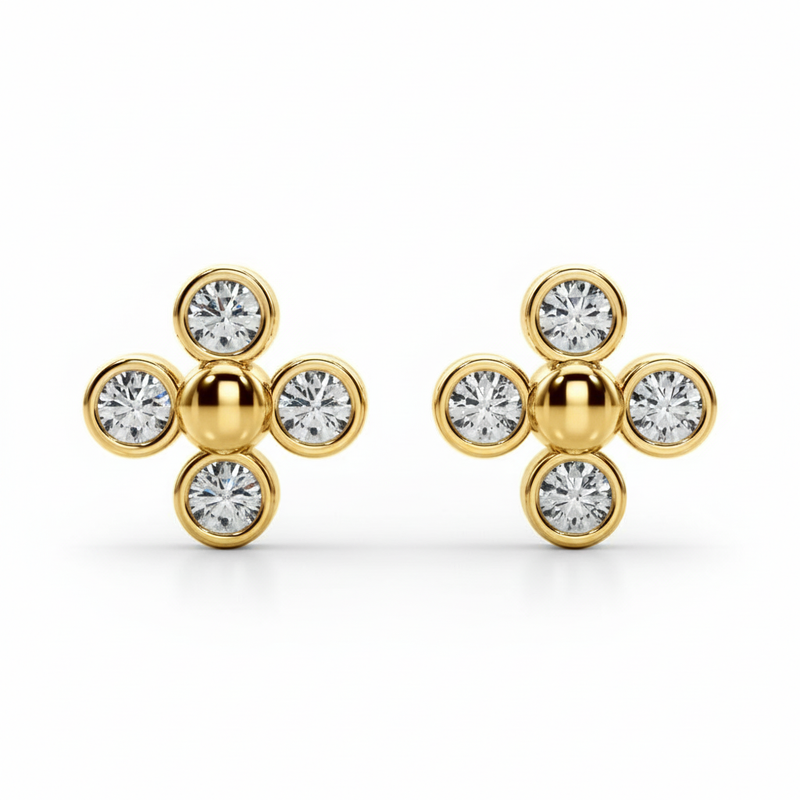 1/2 ctw Earrings Cluster — Yellow Gold