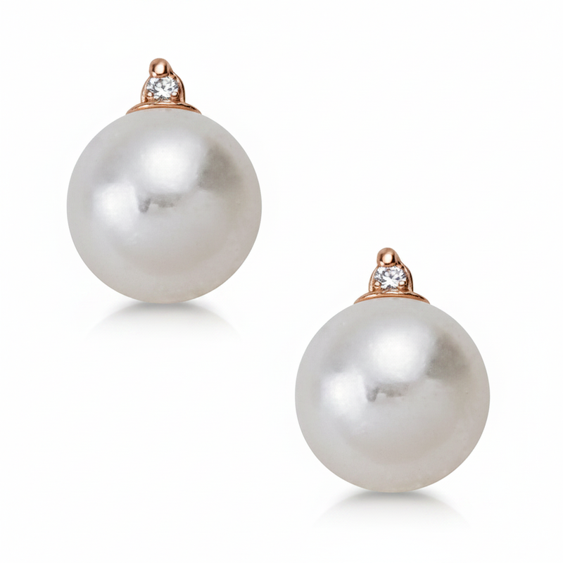 1/20 ctw Earrings Color Pearl — Rose Gold