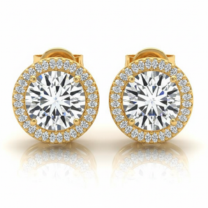 5/8 ctw Earrings Halo — Yellow Gold