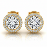 5/8 ctw Earrings Halo — Yellow Gold
