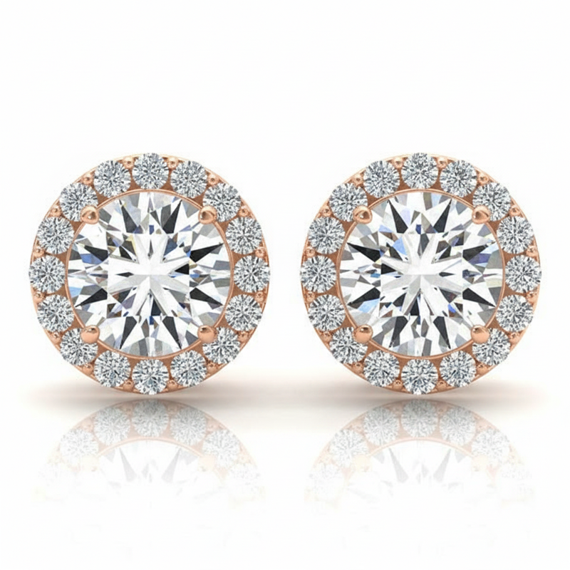5/8 ctw Earrings Halo — Rose Gold